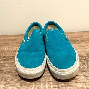Vans Teal Blue Suede Slip-Ons - Women’s 8.5